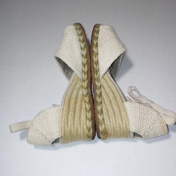 - UGG Delmar TIe Up Peep Toe Espadrille Wedge Sandals Size 6 Oatmeal - Picture 6 of 11